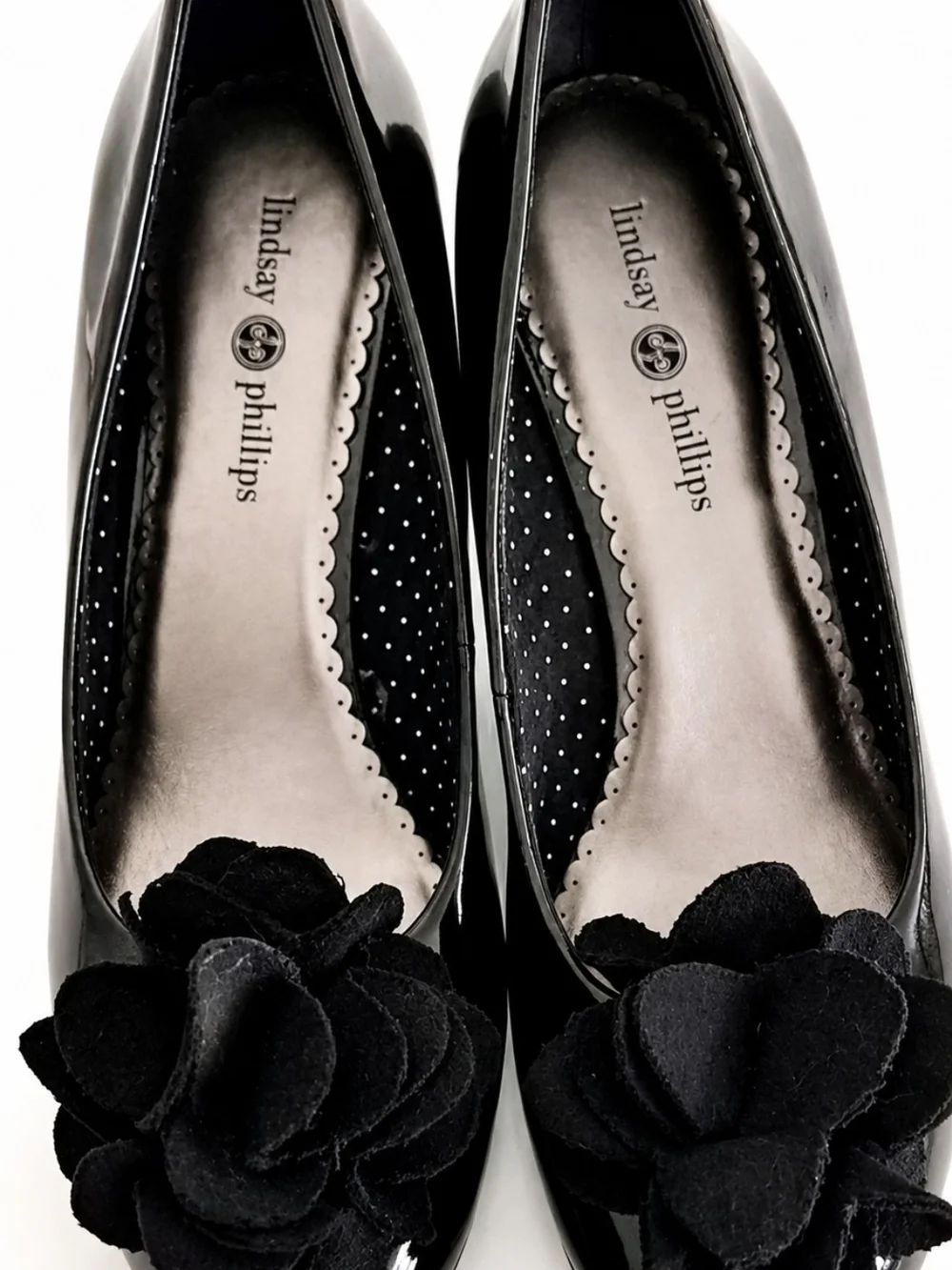 Black Patent Wedge Pumps with Lindsay Phillips Kristen Black 6M